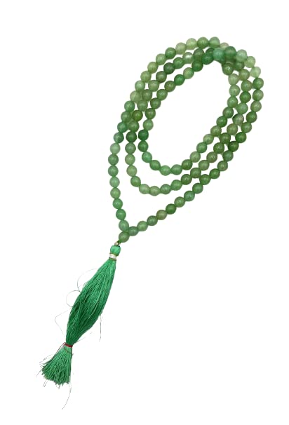 Image of Green Aventurine Natural Crystal Gemstone 8mm 108 Beads Jap Mala for Meditation, Pooja, Chanting, Wearing (8mm, Green Aventurine)