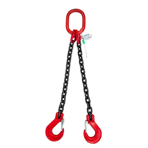 5/16 Lifting Chain Sling 2 Leg, 2 3 5 6.6 8 10 13 Ft Heavy Duty G80 Alloy Steel Engine Lift Chains 3 Ton with Hooks & Tag for Cargo Security Towing & Handling (Size : 4m/13.1ft)