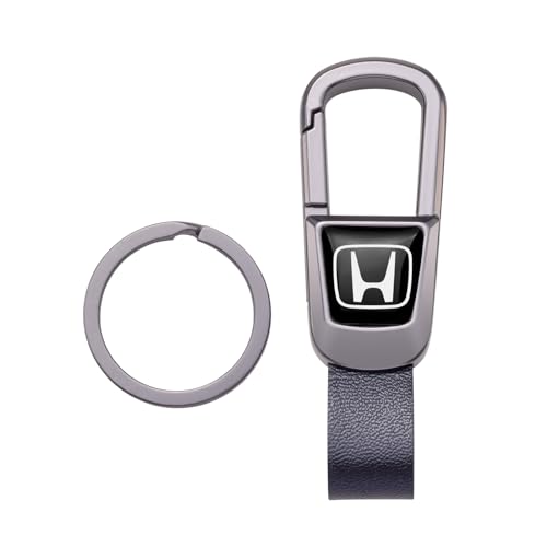 BFIVEANTE Leather Car Keychain Key Ring for Honda Accord Civic Fit CRV Pilot EX CR-V EX-L Men and Woean Key Fob Car Accessories Family Present-Black