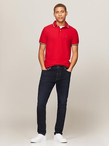 Camisetas polo casuales para hombre de Tommy Hilfiger, manga corta, corte regular con estiramiento y diseños en puños miniatura 3