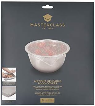 MasterClass Silicone Stretch Lids, 4 Piece Set of Assorted Food Covers, An Eco Friendly Reusable BPA Alternative to Cling Film