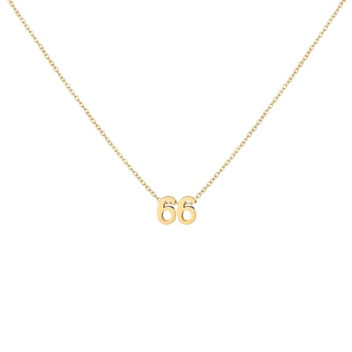 LOXUAKAM 18K Gold Plated Number 66 Necklace for Women Dainty Pendant Chain Necklace Birthday Jewelry for Gift