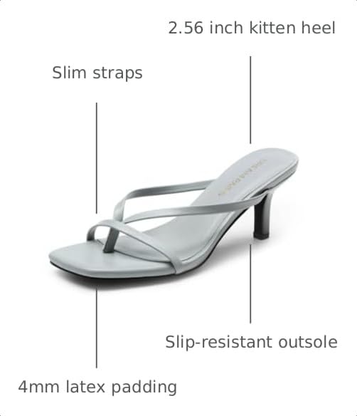 Image of DREAM PAIRS Kitten Heels for Women Flip Flops Slip on Low Heels Open Square Toe Thong Heeled Strappy Sandals Slides Comfortable Dress Shoes