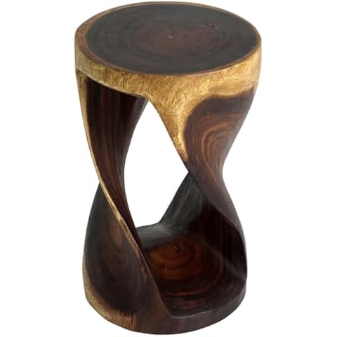 Haussmann® Round Wood Twist Accent Table 14in DIAx23in High Walnut Oil Cover