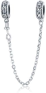 Retro Clip Lock Stopper Beads 925 Sterling Silver Safety Chain Charm Bead Fits Pandora Bracelet Snake Chain Charms Women DIY Jewelry