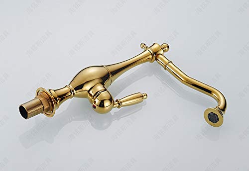 Mixer Tap Antyczne obrotowe baterie kuchenne Miedziany kran z ciepłą i zimną wodą z ceramicznym gniazdem zaworu Pojedynczy uchwyt Baterie z jednym otworem Bateria z mieszaniem ciepłej i zimn