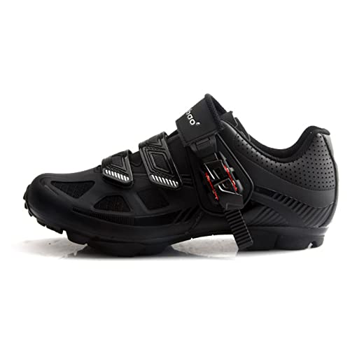 WYUKN Zapatillas de Ciclismo,MTB para Hombre, Deportes al Aire Libre, Zapatillas de Bicicleta de Carretera con autobloqueo, Zapatillas de Carreras para Mujer Transpirables,Black-45EU Cover