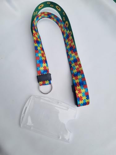 Cordão Dupla Face Girassol e Quebra Cabeça Tamanho Infantil identificação Autismo Autista Pcd + Trav