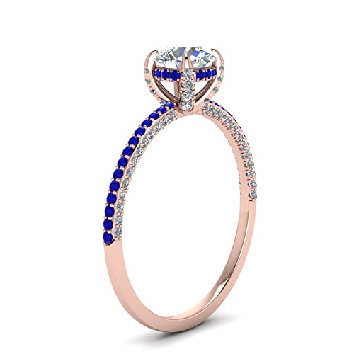 Image of Choose Your Gemstone Delicate Hidden Halo Diamond CZ Ring Yellow Gold Plated Round Shape Petite Engagement Rings Minimal Modern Design Birthday Gift Wedding Gift US Size 4 to 12