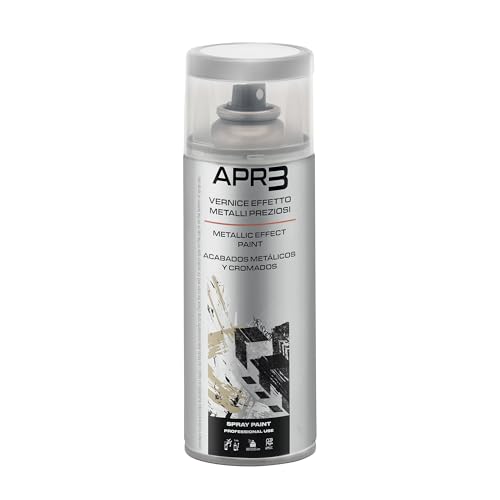 APR3 - S400MET4 Smalto Spray Effetto Metalli Preziosi, Colore Argento Metallizzato, Bomboletta Spray in Banda Stagnata 100% Riciclabile all'Infinito da 400 ml