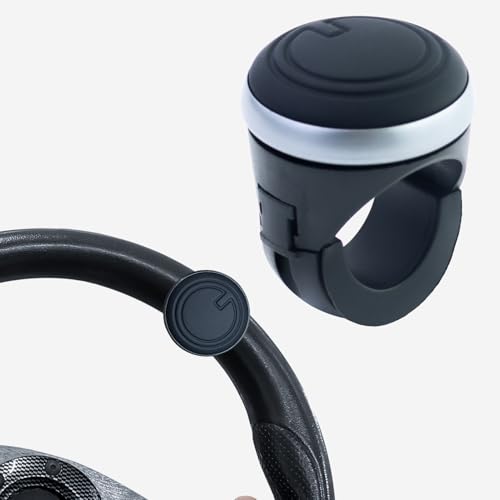 Pomo universal para volante de coche, botón giratorio para el volante, pomo giratorio para volante, pomo giratorio para coche, camión, tractor, cortacésped, carretilla elevadora, etc. (negro)