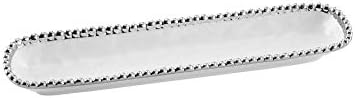 Pampa Bay Porcelain Cracker Cheese and Charcuterie Tray (White and Silver)