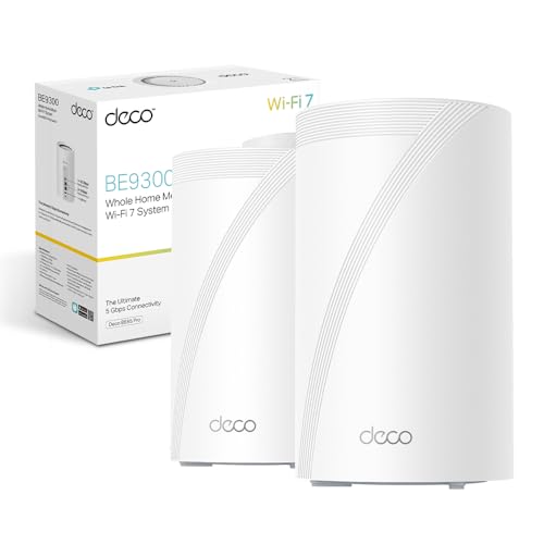 TP-Link WiFi 7 Deco BE65 Pro Router Mesh WiFi,BE 9300Mbps Tri-Band, Canali 320 MHz, 2 Porte 5Gbps,...