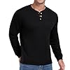 Sailwind Mens Henley T Shirts Thick Sweatshirts for Men Thermal Tops Warm Crew Neck Mens Long Sleeve T Shirt Autumn Winter Mens Tops (Black, XXL) #4