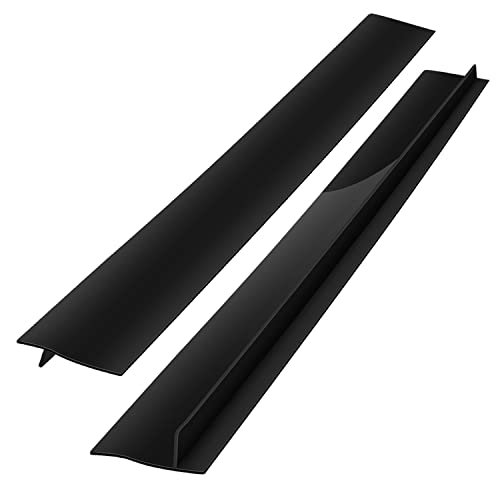 MSDADA 2 Pcs Silicone Stove Counter Gap Cover, Kitchen Counter Gap Anti-Slip Filler for Seals Spills Between Counter, Stovetop, Oven, Washing Machine (21 Inches, Blackï¼‰