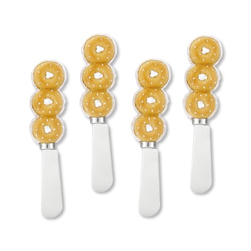 Supreme Housewares Bagel Cheese Spreaders, Hand-Painted Resin Handles with Stainless Steel Blades for Spreading Cream Cheese, Butter, Jam, or Sandwich, Set of 4