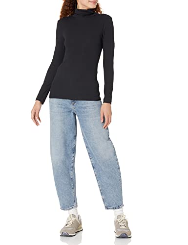 Image of Amazon Essentials Women's Slim-Fit Stretchy Layering Long Sleeve Knit Rib Turtleneck Top (Available in Plus Size), Pack of 2