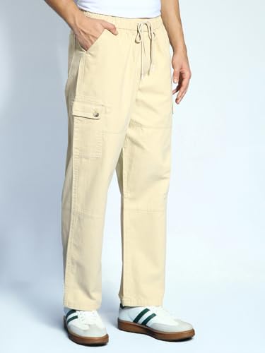 Image of Urbano Fashion Men's Loose Baggy Fit Cargo Jogger Chino Pant with 6 Pockets Stretchable