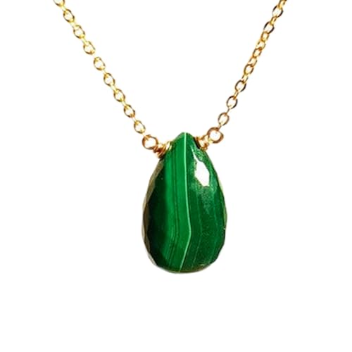 Idée cadeau femme : pendentif malachite verte poire et argent 925