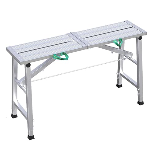 TT-YEC Andamio De Plataforma De Trabajo Profesional, Escalones De Aleación De Aluminio, Andamio De Tubo De Acero Galvanizado, Taburete Plegable, Altura Ajustable,C is 160cm long