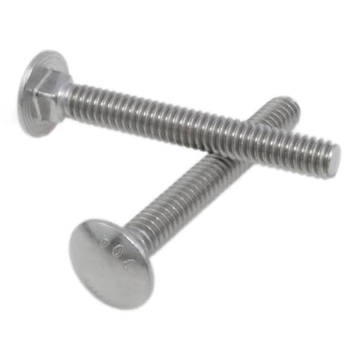Image of Stainless Steel 18-8 Full Thread Covering 1 /4-20 x2 Carriage Bolts and Nuts kit Square Bolt t Slot Bolts Head Bolts Hexagon nut for Front Bolt Spring Washer and Flat Washer Silver 10Set