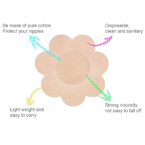 Image of 40 Pcs Nipple Covers Disposable Nipple Breast Covers for Women Breast Pasties Nipple Cover Sticker Flower and Round Pasties (20 Pairs)