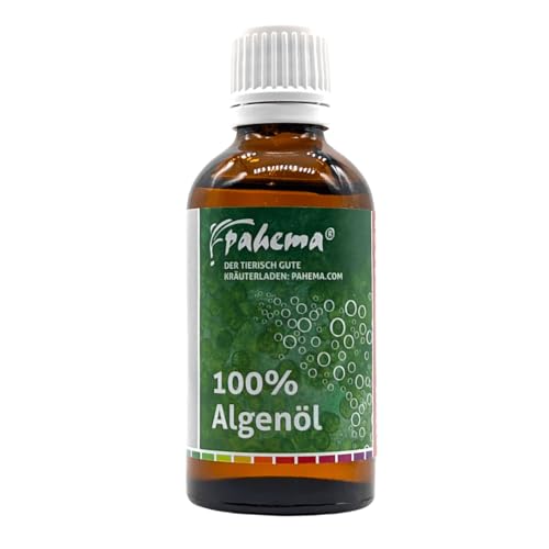 pahema Algenöl für Hunde & Katzen, hochkonzentriertes, veganes Omega-3 Öl aus Algen, mit Tropfer in Braunglasflasche (50 ml)