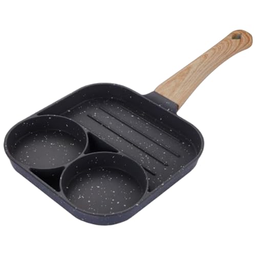 Elyebxj Sartén Dividida, sartén de Desayuno Antiadherente de 3 Secciones para Huevos, panqueques y Tocino, Cuadrada de 8, 7x8, 7 Pulgadas, Antiadherente para freír Huevos
