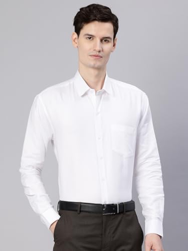 Image of Majestic Man Men's Solid Cotton Blend Textured Wrinkle-Resistant Slim Fit Easy Iron Formal Shirt