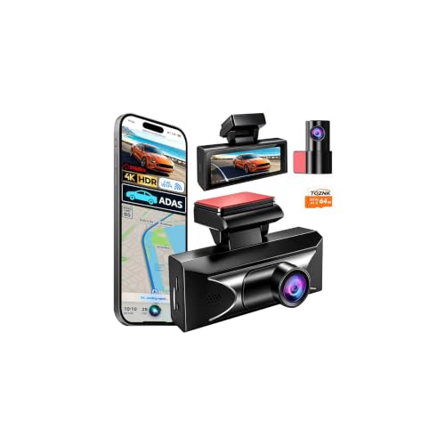 Image of 4K Dash Cam Front and Rear, 2.5k Rear,Starlight Night Vision G Sensor ADAS