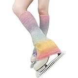 LIUHUO Langer Beinwärmer Frauen Mädchen Eiskunstlauf Beinlinge für Erwachsene und Kinder