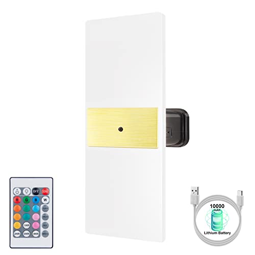 BIGMONAT Applique Murale Interieur/Exterieur,Lampe Murale LED 4000K Blanc Chaud Appliques Murales,Décoration murale Lampe Rechargeable avec 12 Changements de Couleur pour Salon Chambre Chemin Cover