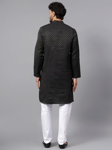 Image of LATEST CHIKAN Men's Checkered Cotton Blend Straight Kurta