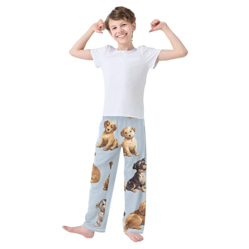 ZZXXB Puppy Dogs Print Boys Long Pants Soft Trousers Elastic Waist Kids Lounge Bottoms with Pockets S-XL3