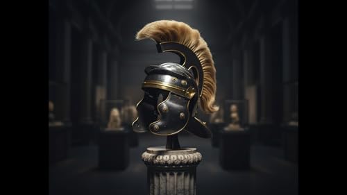 Casque centurion romain avec plume naturelle épaisse de reconstitution historique haute fidélité - 4