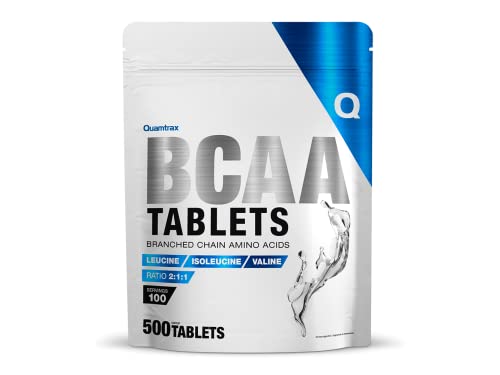 Quamtrax Nutrition - BCAA (Aminoácidos de Cadena Ramificada) - 500 tabletas - Recuperación muscular, reducción de la fatiga y fácil consumo