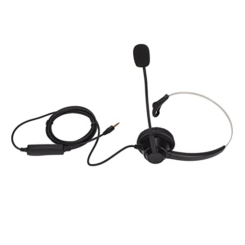 YushiTrading H360 - Casque de Bureau 3,5 MV 3,5 mm, Casque monaural pour Centre d'appels avec contrôle du Volume du Haut-Parleur et sourdine du Micro, Casque téléphonique Filaire pour Le