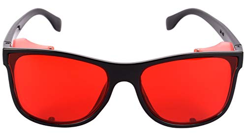 Image of NuVew UV Protected Rectangular Unisex Sunglasses with Foldable Side Shields - (Red Lens | Black-Red Frame | Medium Size | NW-SLD6B-29)