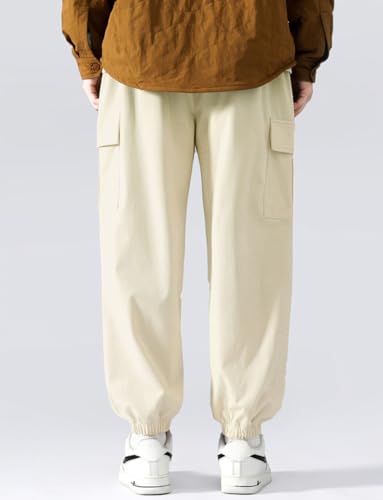 POHADON Men's Corduroy Joggers Pants Casual Trendy Cargo Pants Elastic Waist Drawstring Sweatpants with Pockets3