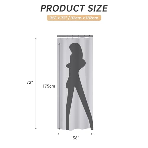 Plastic Shower Curtain, 36"W x 72"H EVA 8G Shower Curtain with Heavy Duty Clear Stones and 6 Rust-Resistant Grommet Holes, Waterproof Thick Bathroom Plastic Shower Curtains without Chemical Odor-Grey