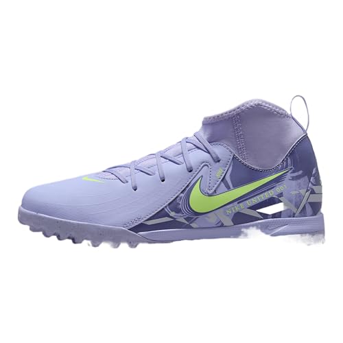 Nike United Jr. Phantom Luna 2 Academy Big Kids' TF High-Top Soccer Shoes (HF1581-500, Purple Agate/Barely Volt)