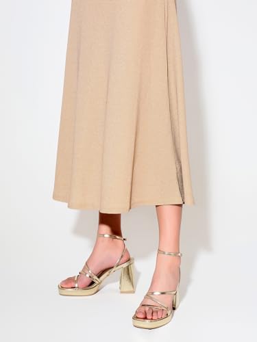 Image of Shoe'N Tale Platform Heels for Women Strappy Block Chunky Heels Square Toe Ankle Buckle Sandals