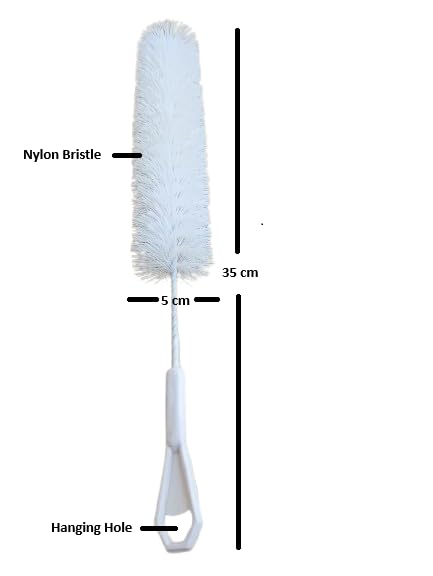 Sorzy Nylon Bottle Cleaning Brush Long Handle for Cleaning Bottle, Baby Bottle, Thermos, White, Pack of 1 1