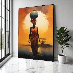 Toile silhouette femme africaine 60x80 cm pour une décoration murale inspirante et évasive
