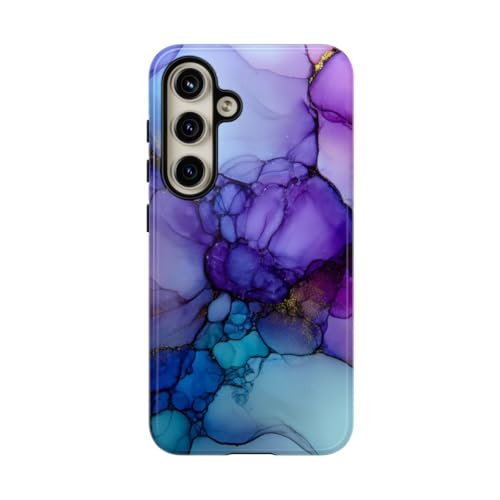 Coque S24 encre à l'alcool violet et bleu vif pour style urbain chic