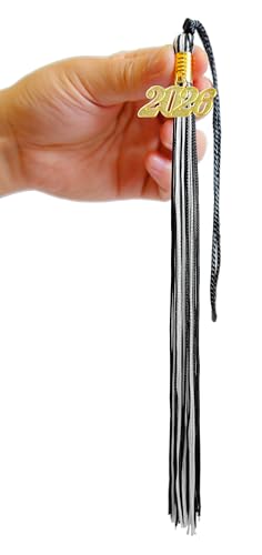 Image of Black and White Graduation Tassel 2026 for Grad Cap and Graduation Ceremony Accessory Decoration