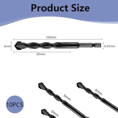 Brocas de carburo de 6mm para hormigón plástico madera azulejo y mampostería 2