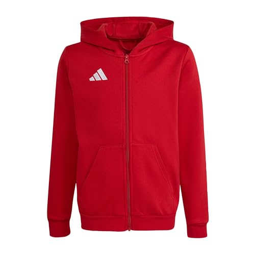 adidas Unisex - Bambini e Ragazzi Entrada26 Full Zip Hoodie Kids Sweatshirt, Team Power Red 2/White, 9-10 Years