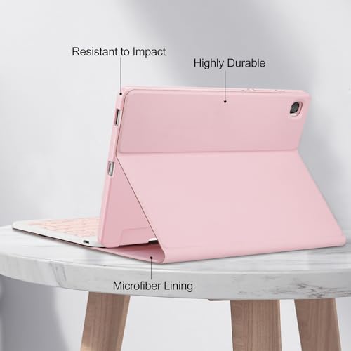 Image of Keyboard Case for Samsung Galaxy Tab A7 10.4inch 2022 /2020, Magentic Protective Cover with Pencil Holder, Detachable Wireless Bluetooth Keyboard, Pink