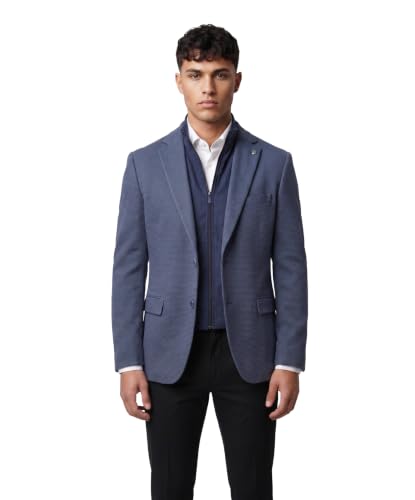 Blazer homme bleu marine en coton texturé décontracté élégant SIRRI